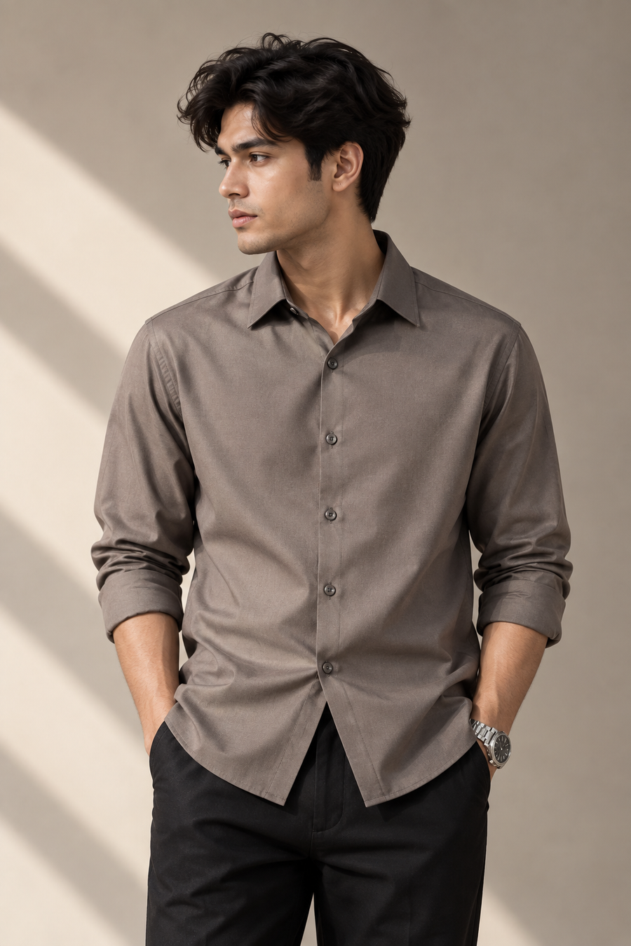 Luxe Ash Brown Wrinkle Free Shirt