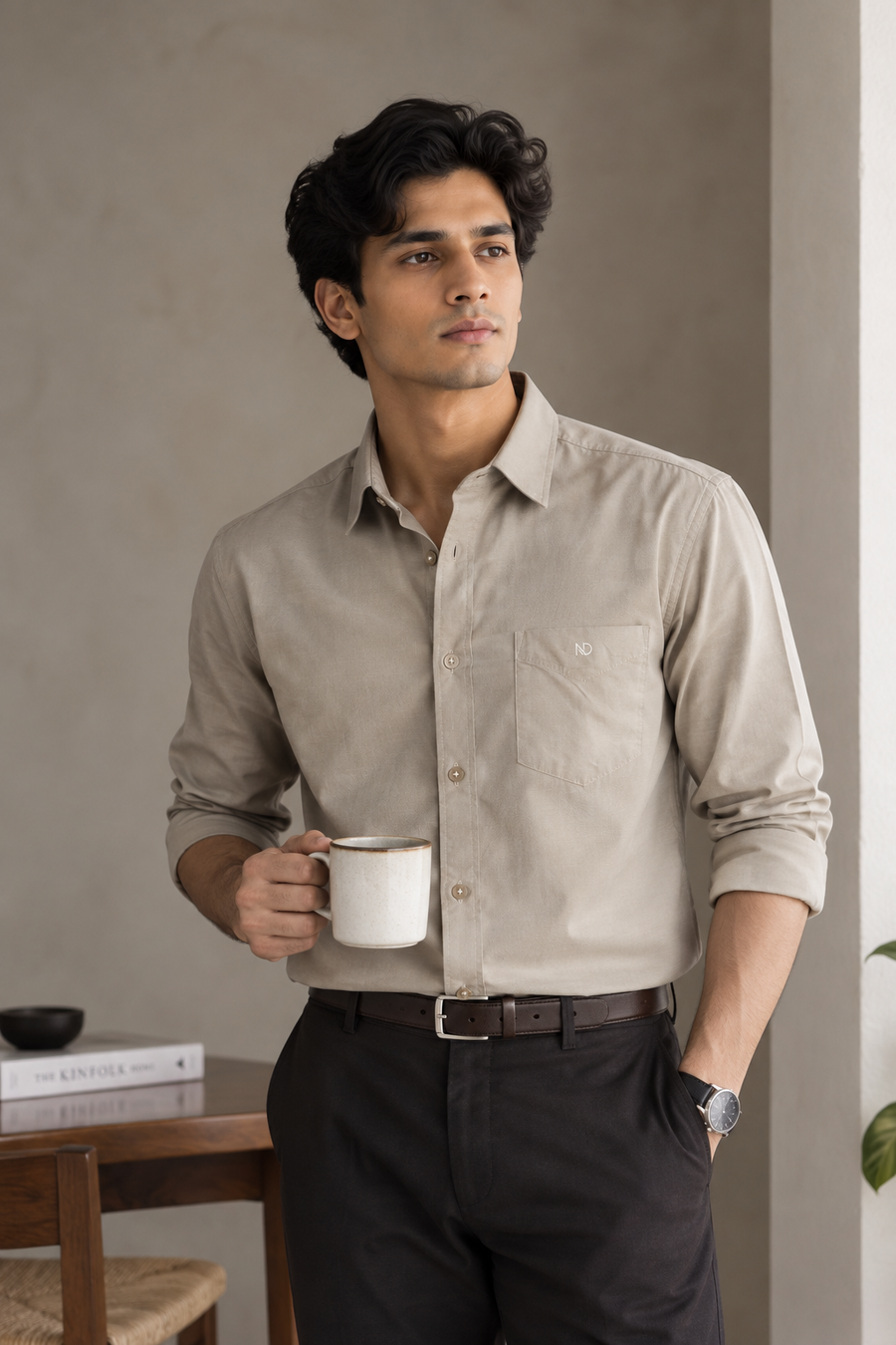 Dune Beige Oxford Shirt 100% Cotton