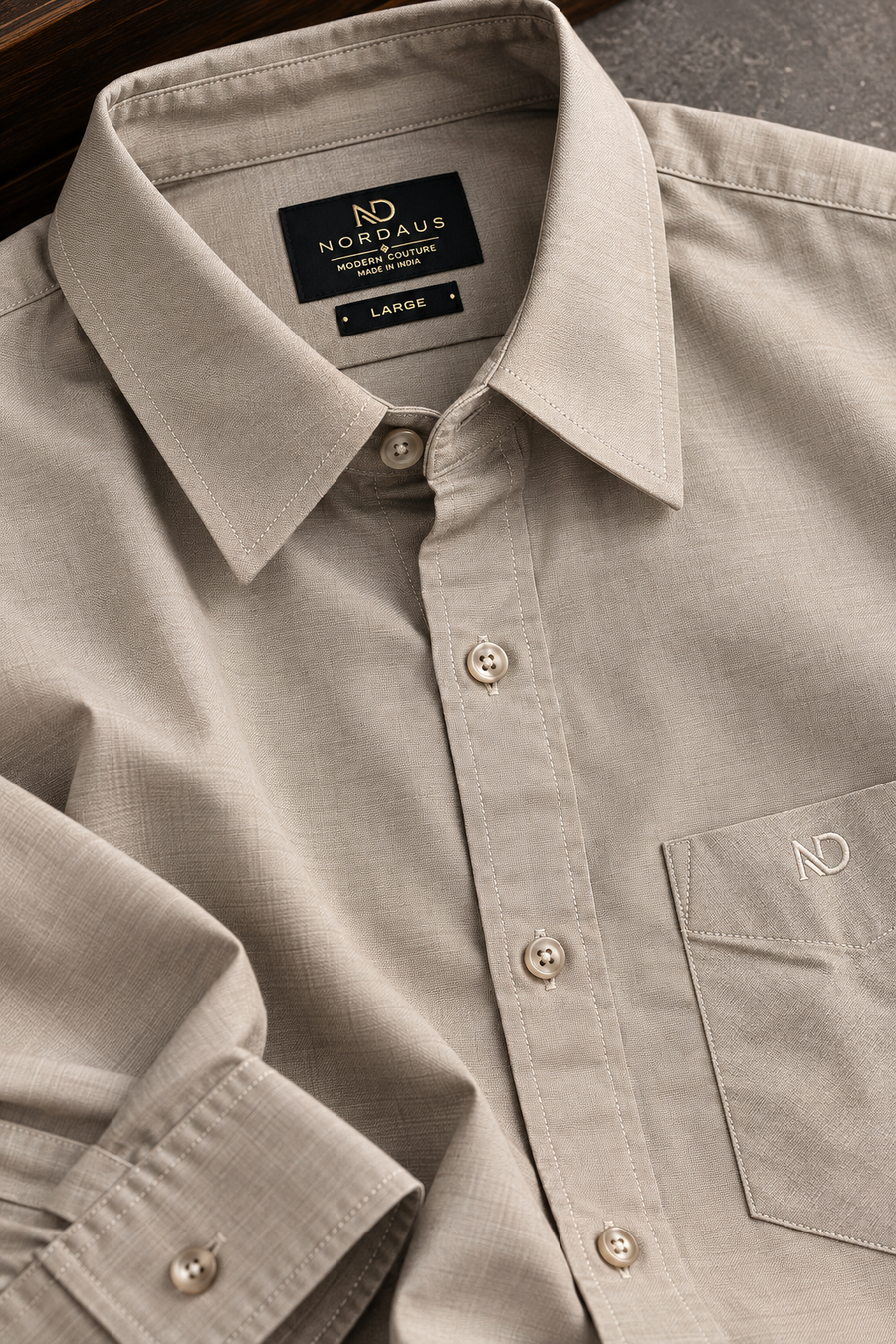 Dune Beige Oxford Shirt 100% Cotton