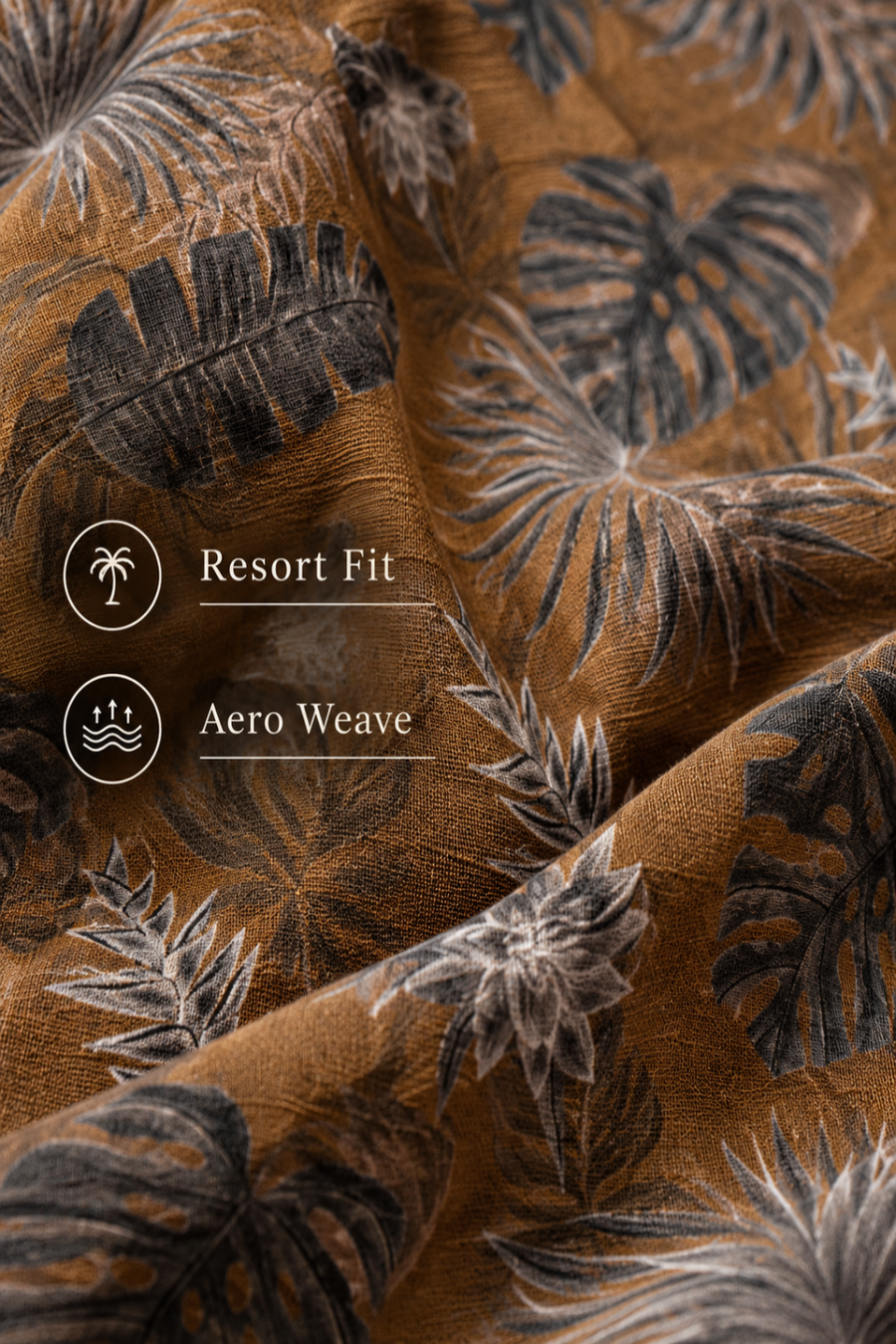 Linenza Rust Brown Box Printed Shirt