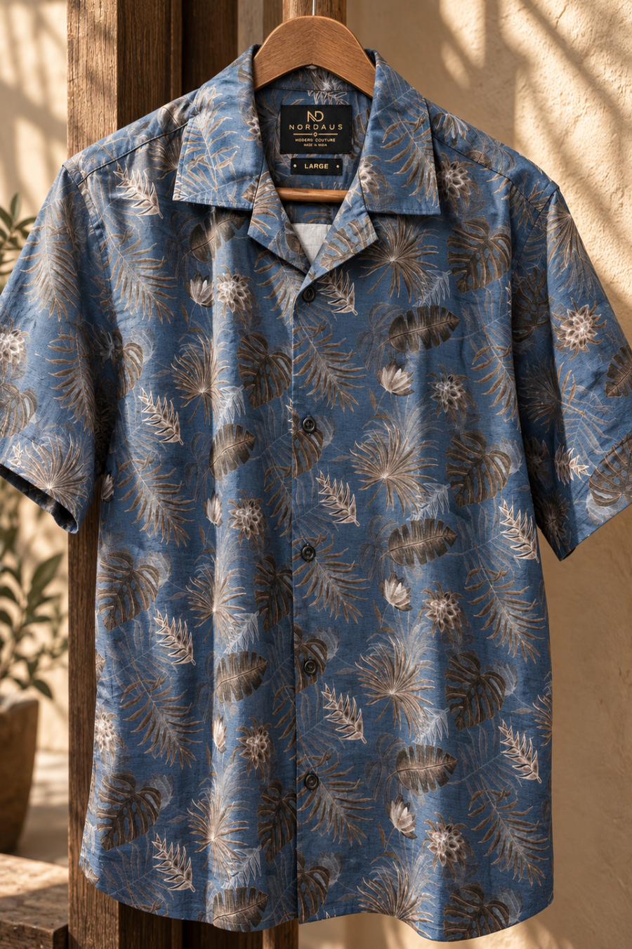 Linenza Dusty Blue Box Printed Shirt