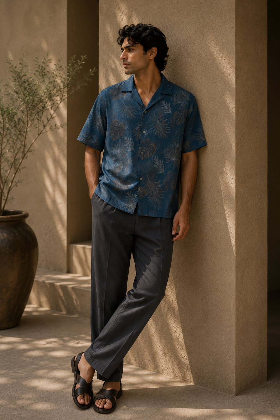 Linenza Blue Printed shirt