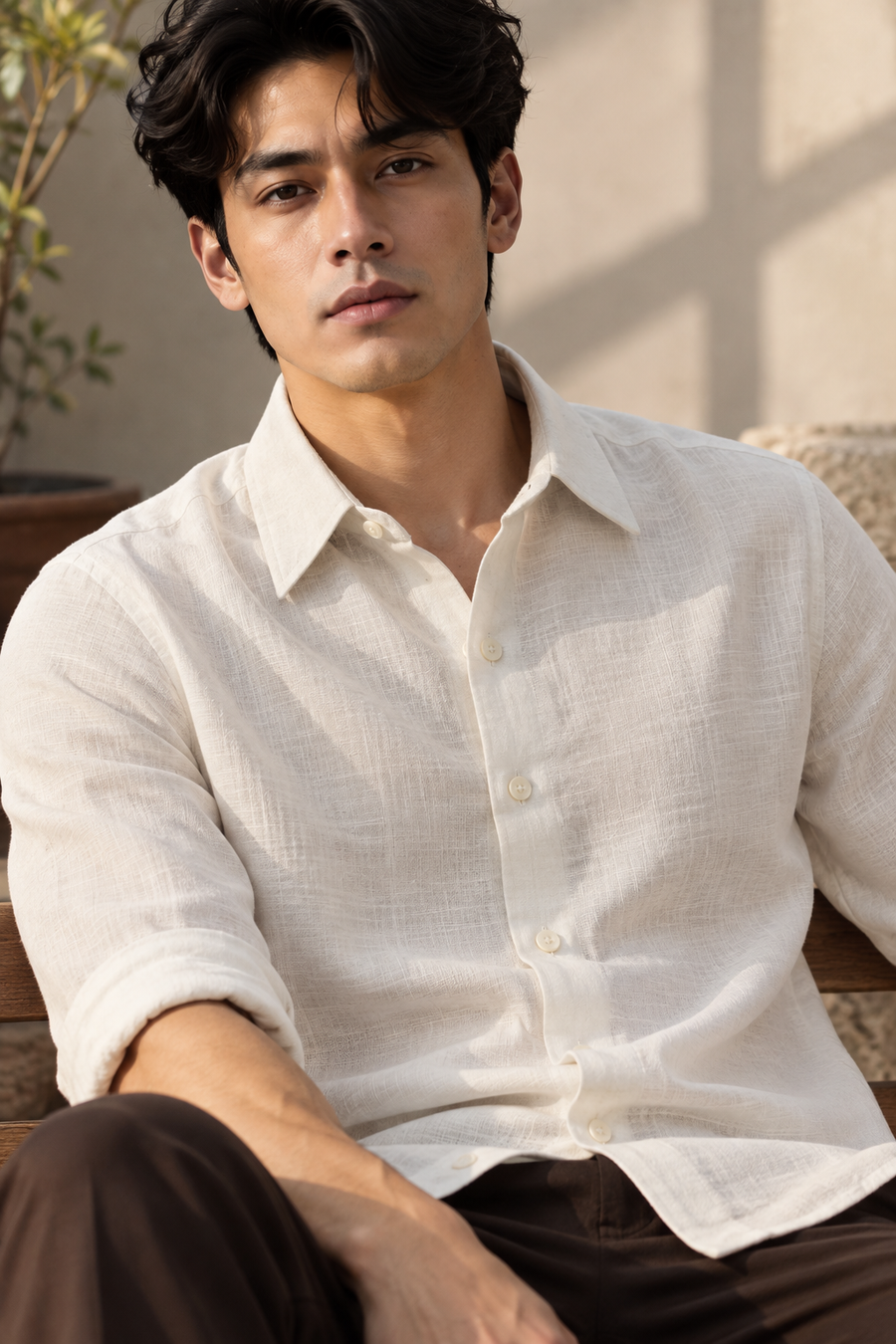 Artic White 100% Linen Shirt