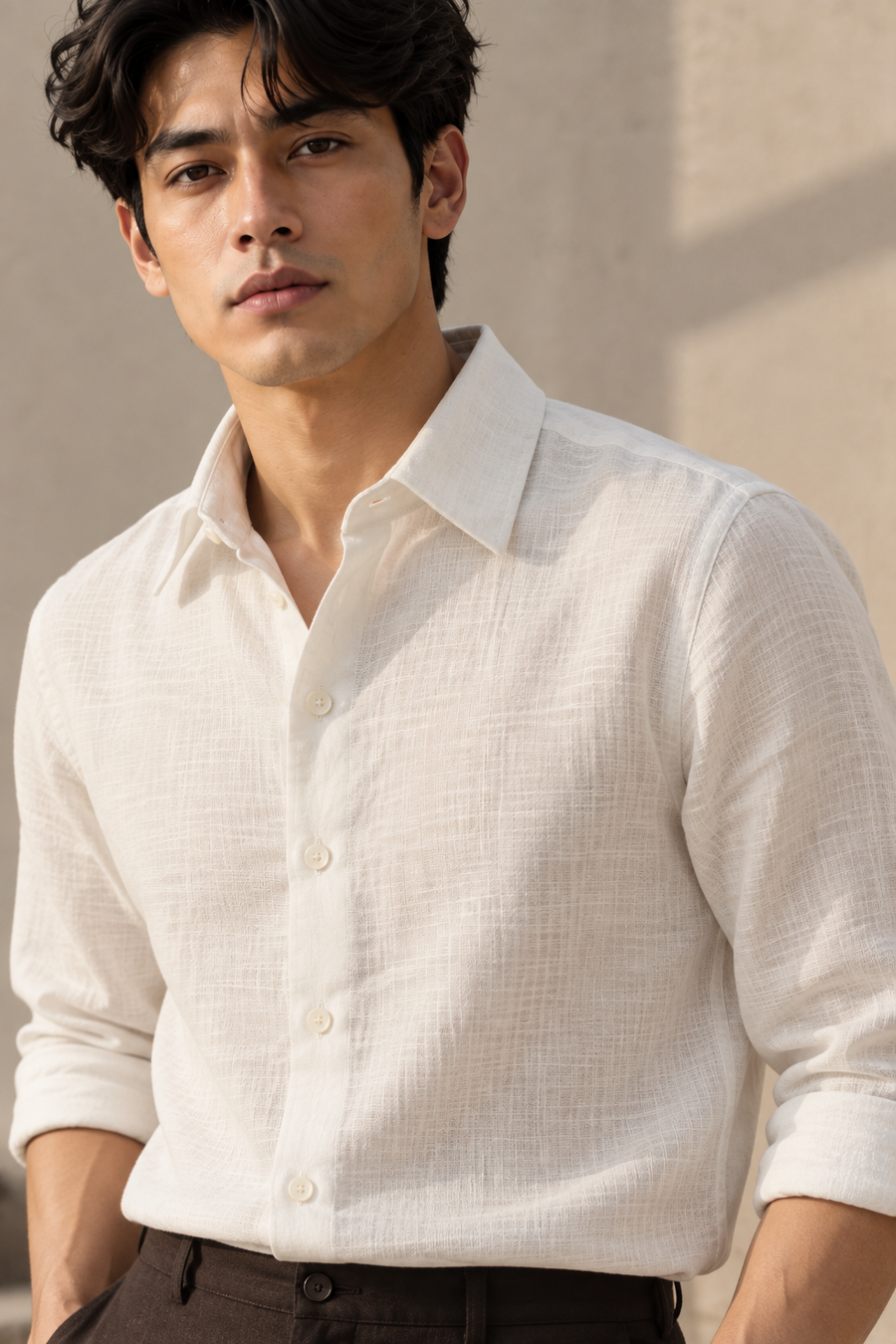 Artic White 100% Linen Shirt