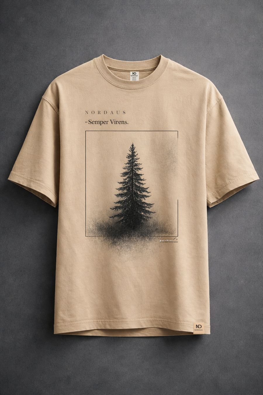Semper Virens Beige Oversized T-Shirt