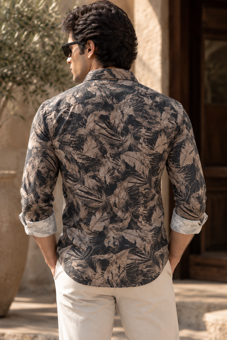 Linenza Charcoal Mediterran Printed Shirt